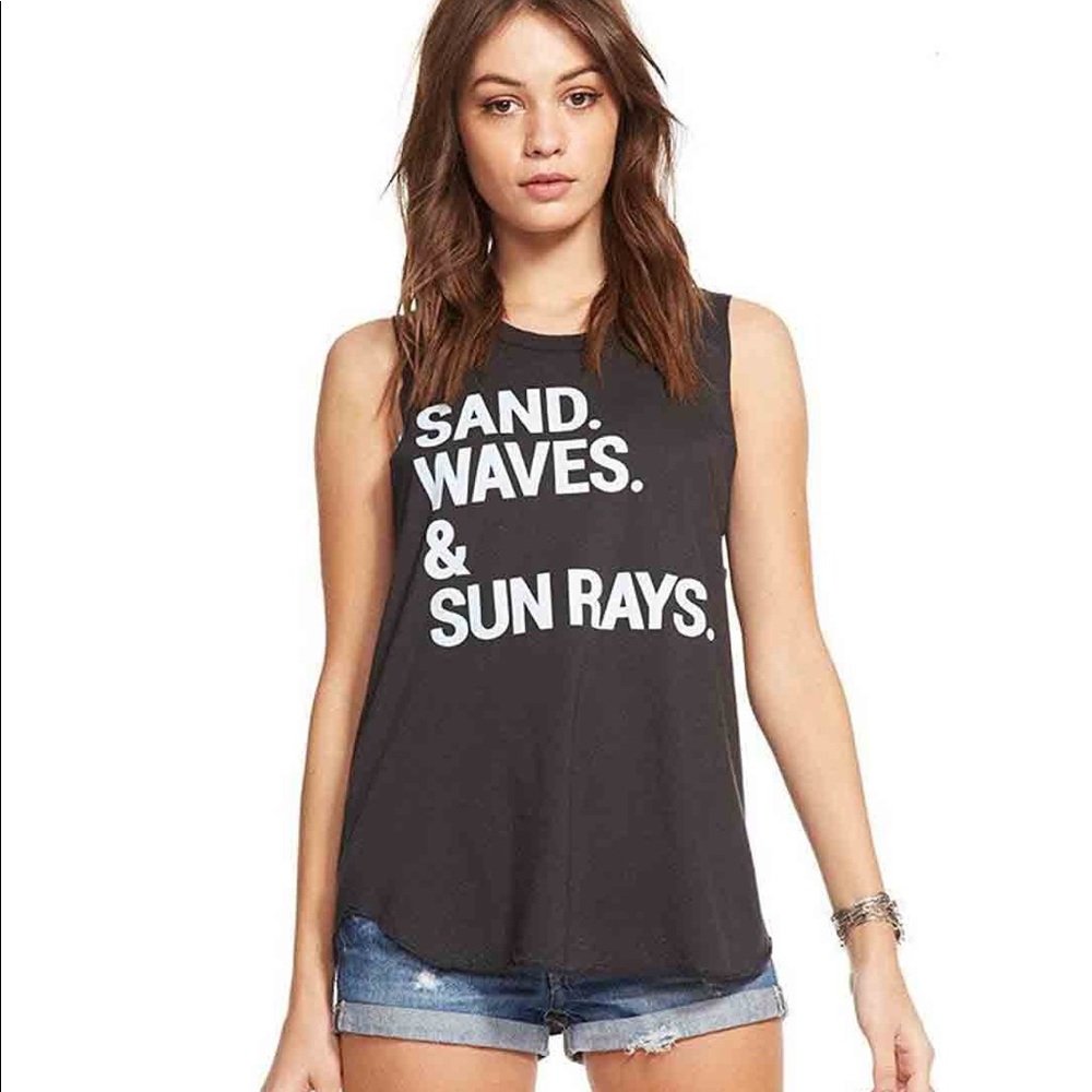 Chaser Sands Waves Open Back Distressed Top